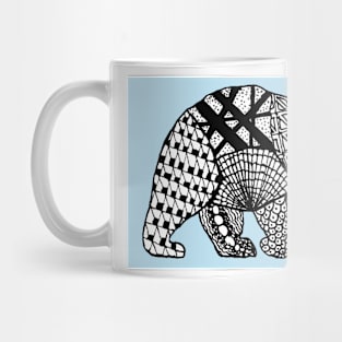 Polar Bear rendered in Zentangle patterns - drawn with fineliners Mug